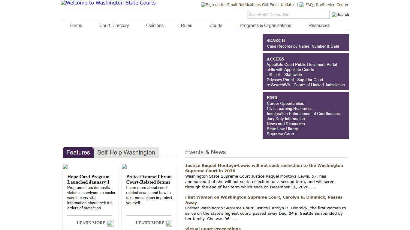 Washington State Courts Washington Courts